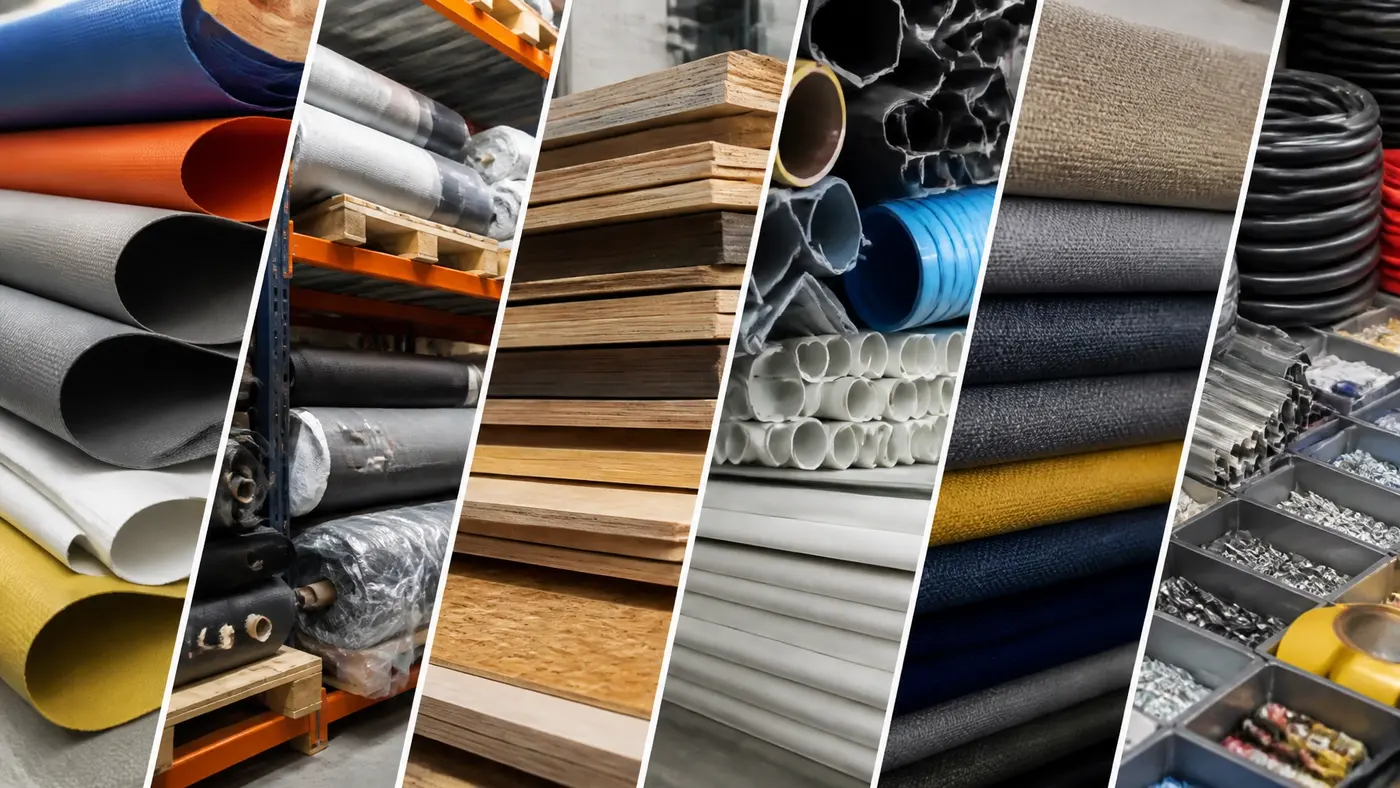 Materiales textiles y superficies industriales en un espacio de trabajo